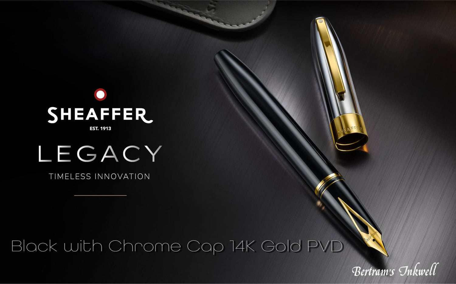 Sheaffer Legacy Black Lacquer with Chrome Cap 14K Gold PVD Trim