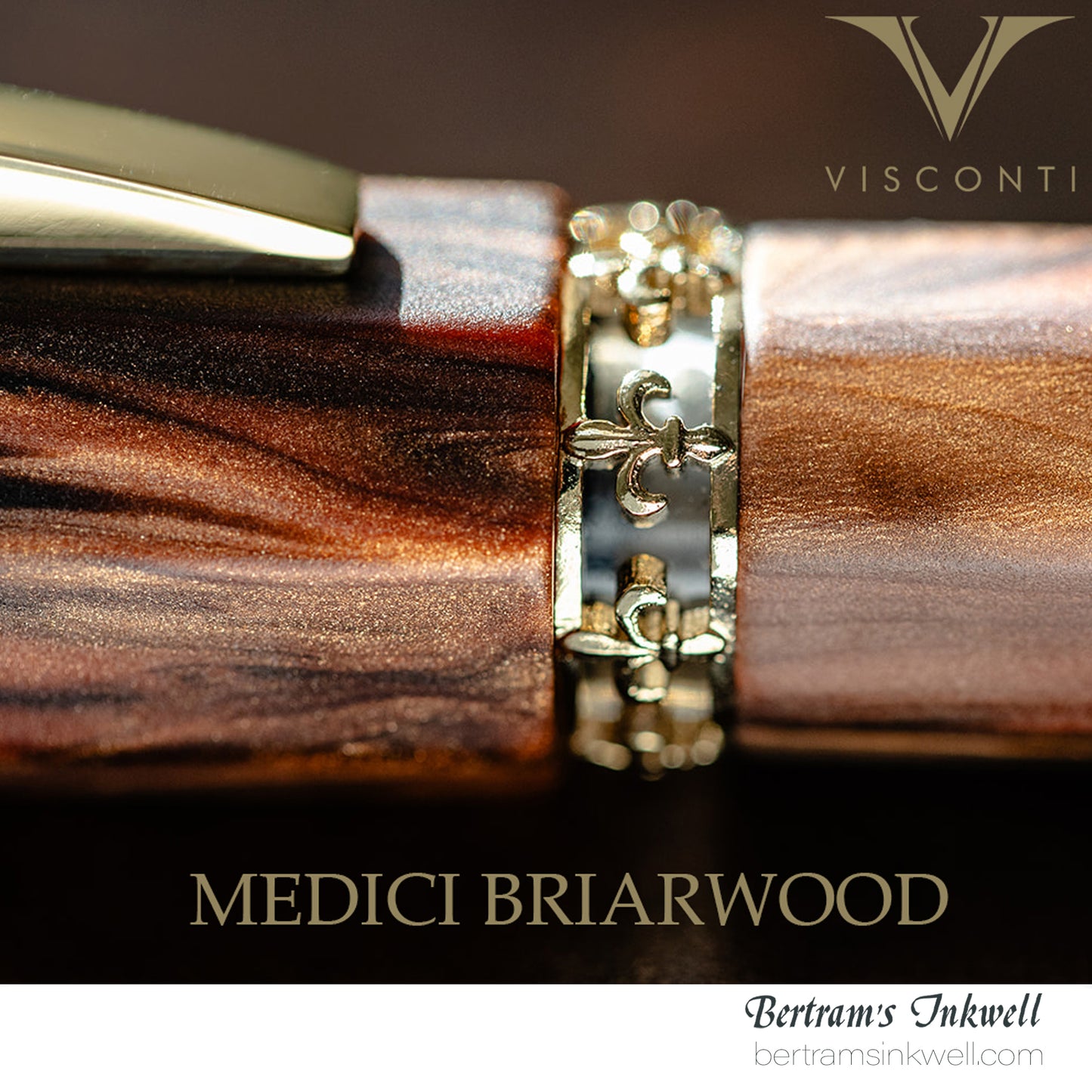 Visconti Medici Briarwood Gold Trim Oversize Fountain Pen