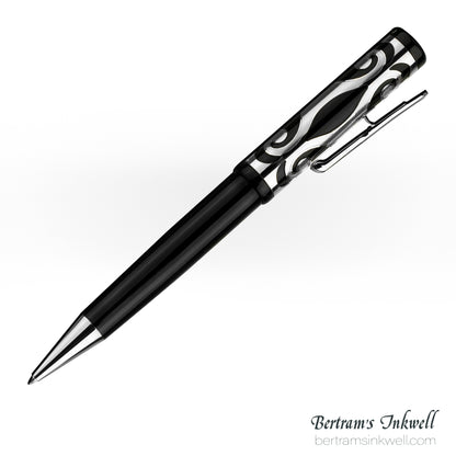 Conklin Deco Crest Sterling Silver Limited Edition Ballpoint With Leather Pen Case