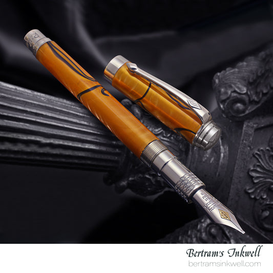Conway Stewart Babbage Cousins Serling Silver and Veneer Caramel Swirl Limited Edition Fountain Pen, 2010
