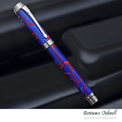 Conway Stewart Babbage Cousins Serling Silver and Veneer Crimson Swirl Limited Edition Fountain Pen, 2010