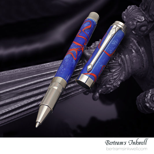 Conway Stewart Babbage Cousins Serling Silver and Veneer Crimson Swirl Limited Edition Rollerball, 2010