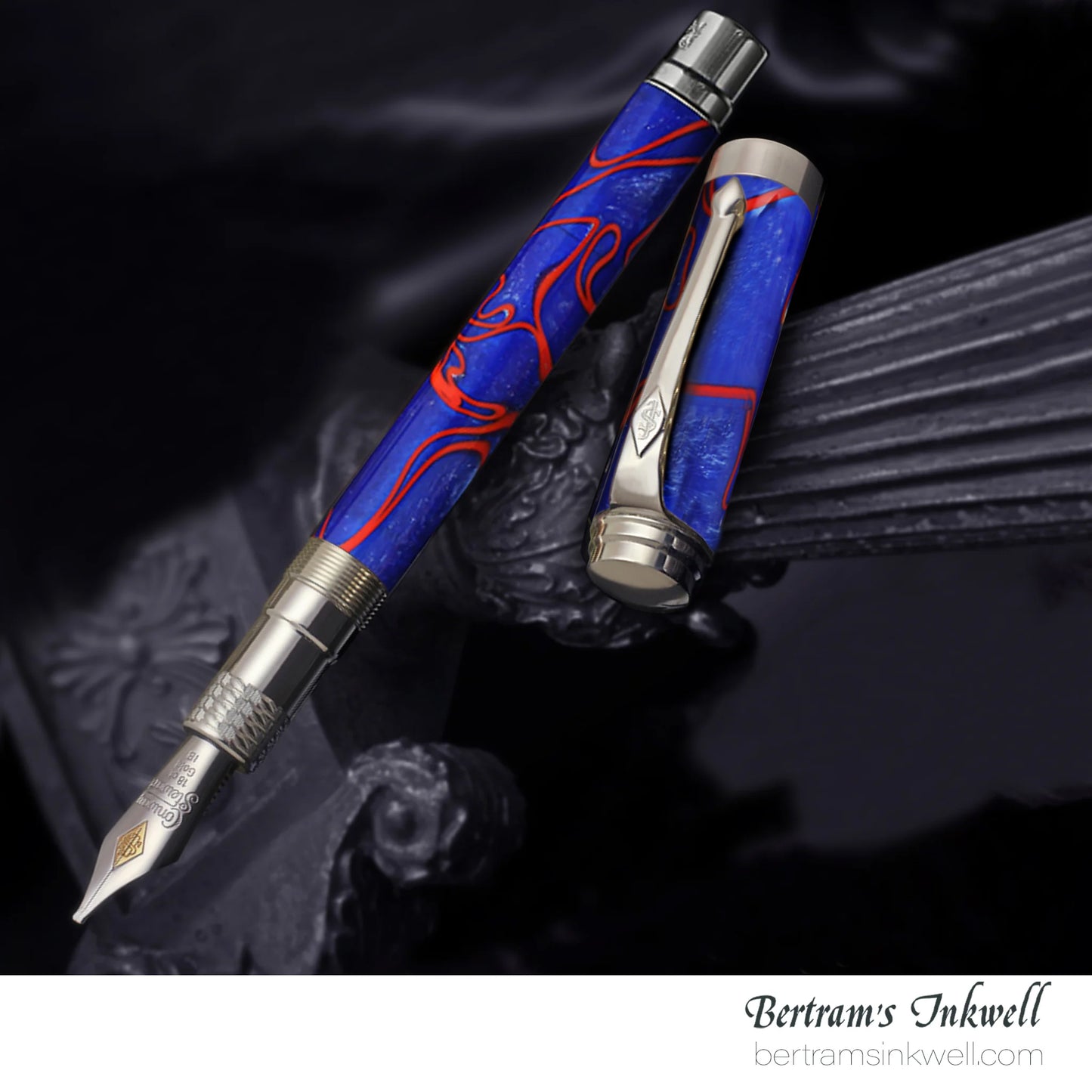Conway Stewart Babbage Cousins Serling Silver and Veneer Crimson Swirl Limited Edition Fountain Pen, 2010