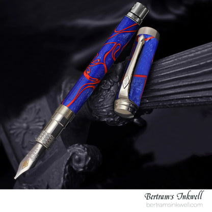 Conway Stewart Babbage Cousins Serling Silver and Veneer Crimson Swirl Limited Edition Fountain Pen, 2010