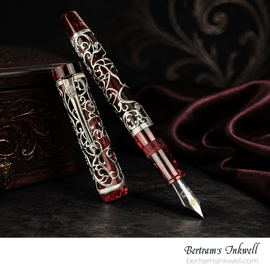 Conway Stewart Sterling Silver Henry Simpole Chatsworth Burgundy Blush Limited Edition Fountain Pen, 2007