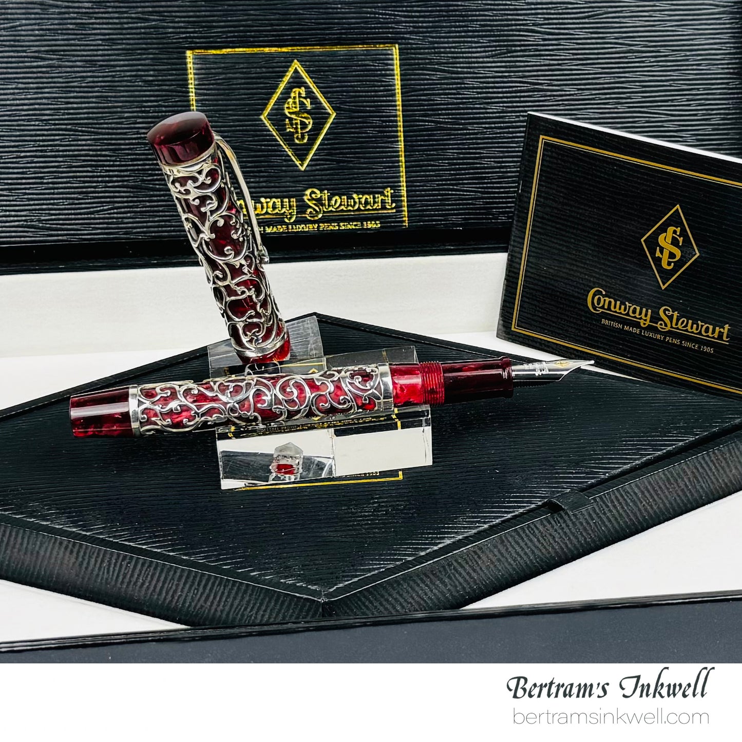 Conway Stewart Sterling Silver Henry Simpole Chatsworth Burgundy Blush Limited Edition Fountain Pen, 2007