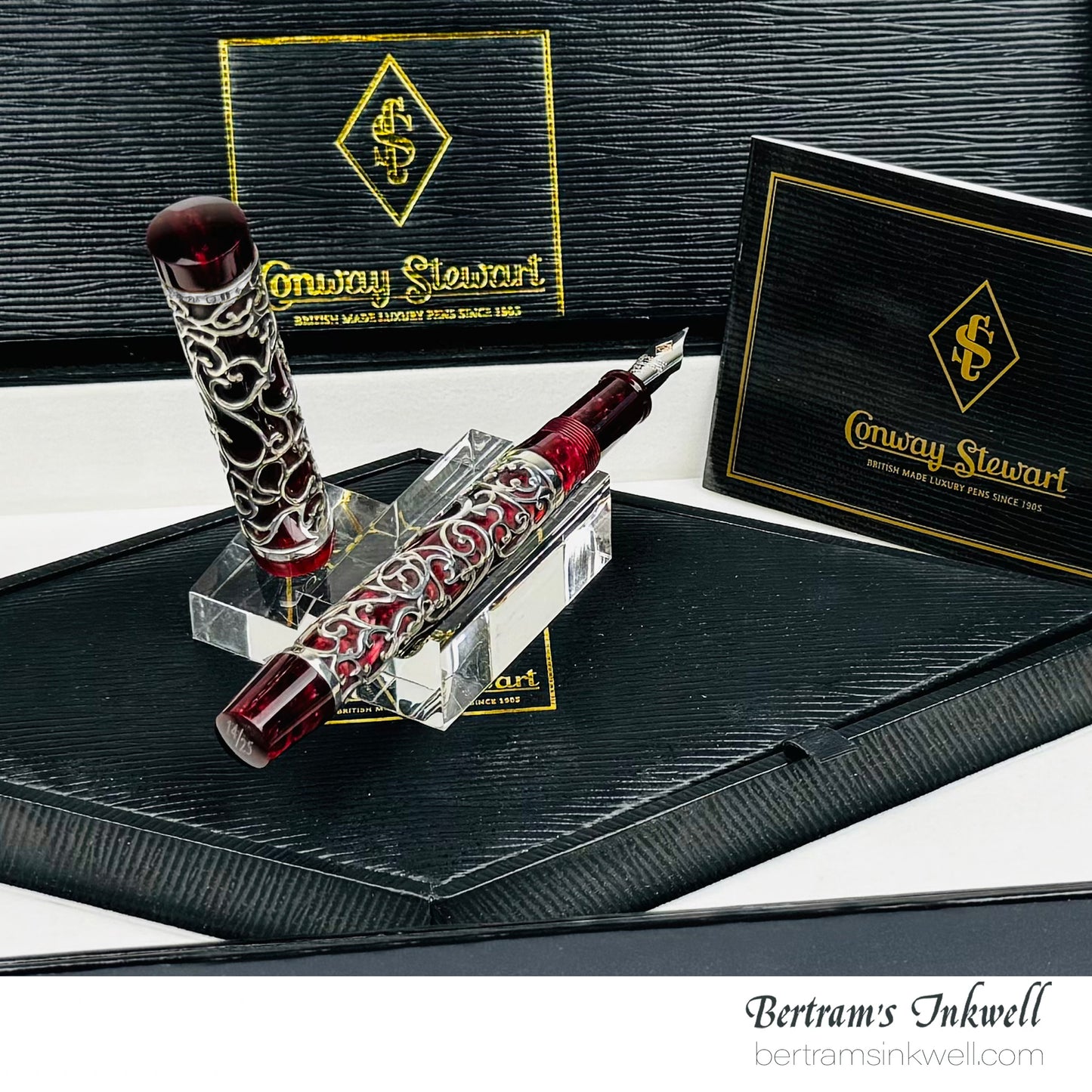 Conway Stewart Sterling Silver Henry Simpole Chatsworth Burgundy Blush Limited Edition Fountain Pen, 2007
