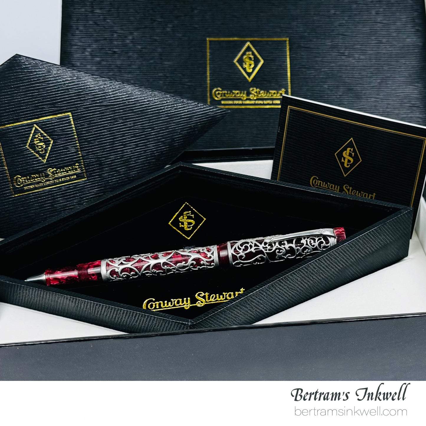 Conway Stewart Sterling Silver Henry Simpole Chatsworth Burgundy Blush Limited Edition Rollerball, 2007