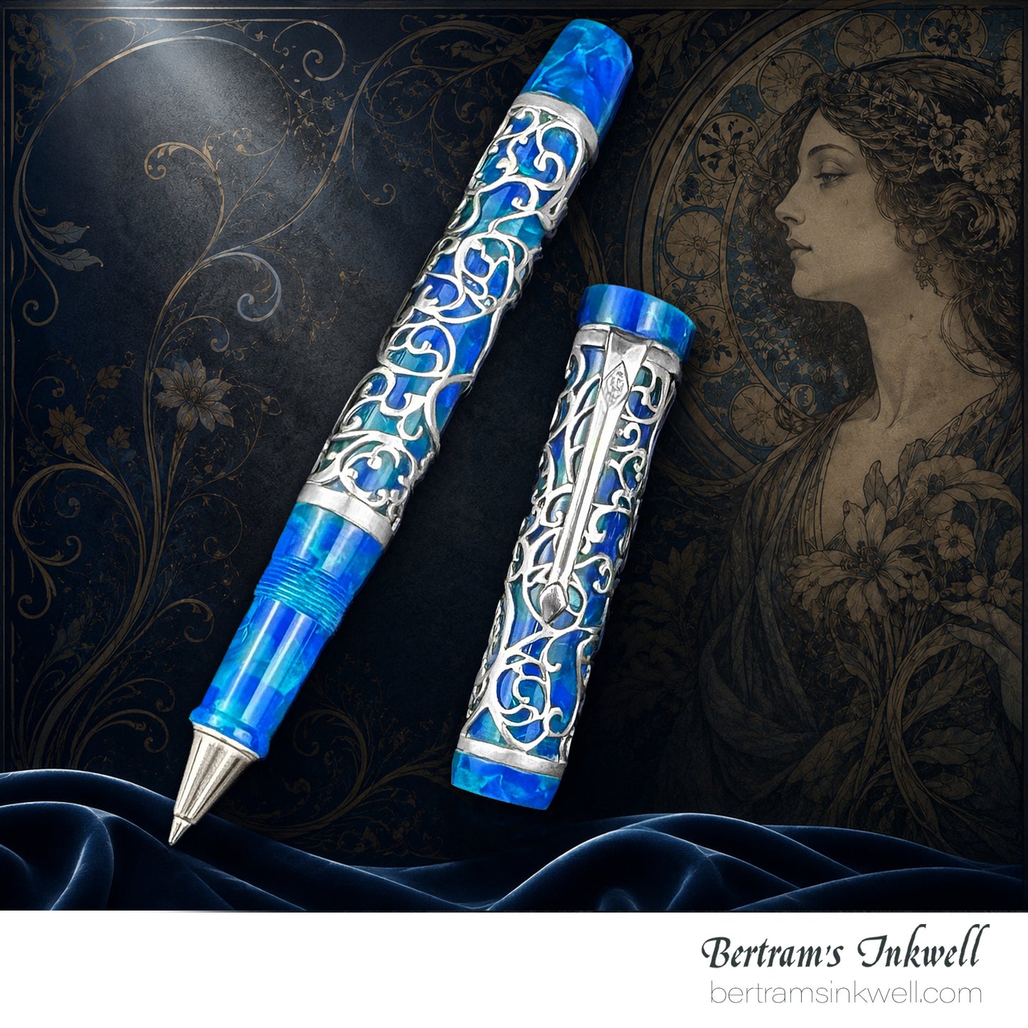 Conway Stewart Sterling Silver Henry Simpole Chatsworth Cerulean Blue Limited Edition Rollerball, 2007