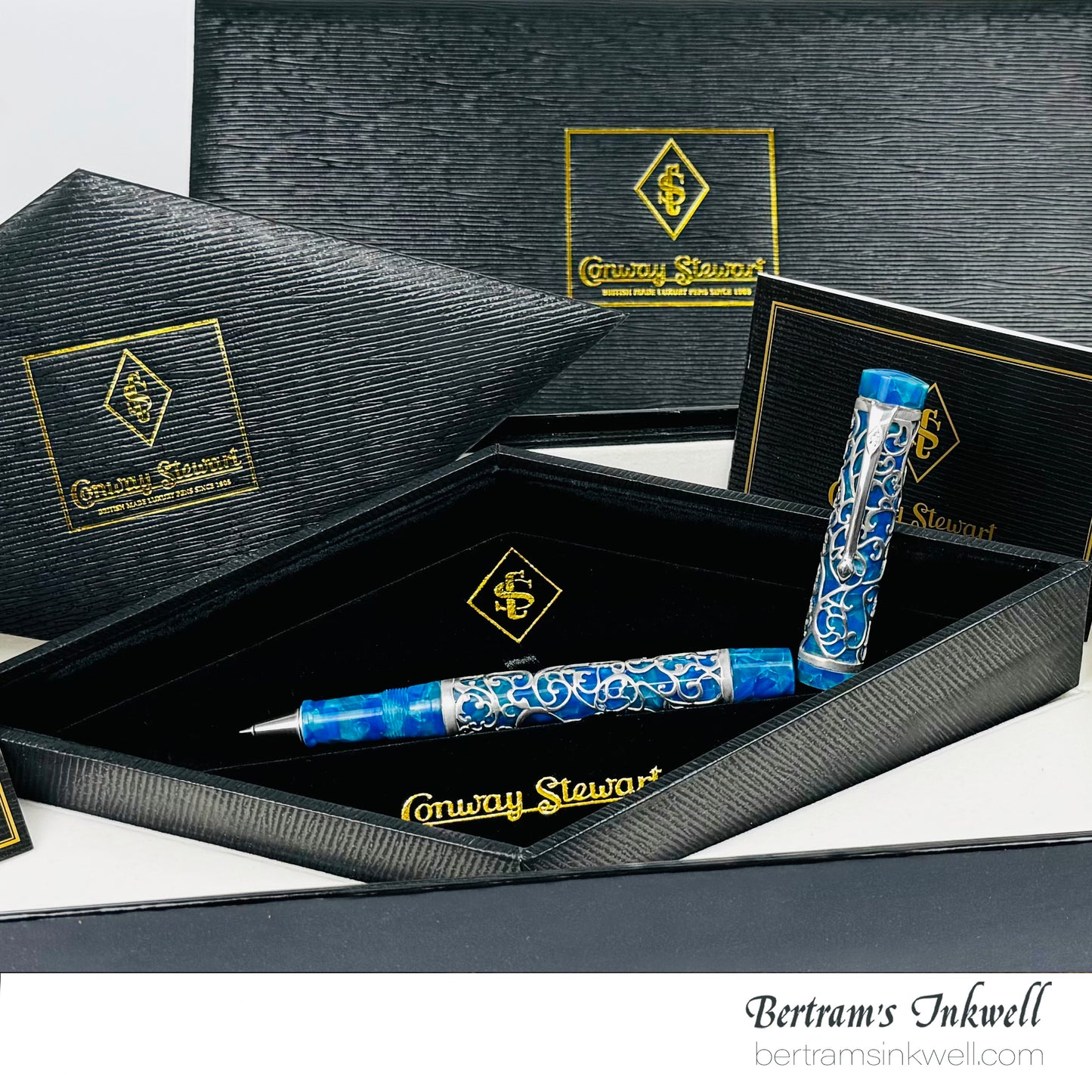 Conway Stewart Sterling Silver Henry Simpole Chatsworth Cerulean Blue Limited Edition Rollerball, 2007