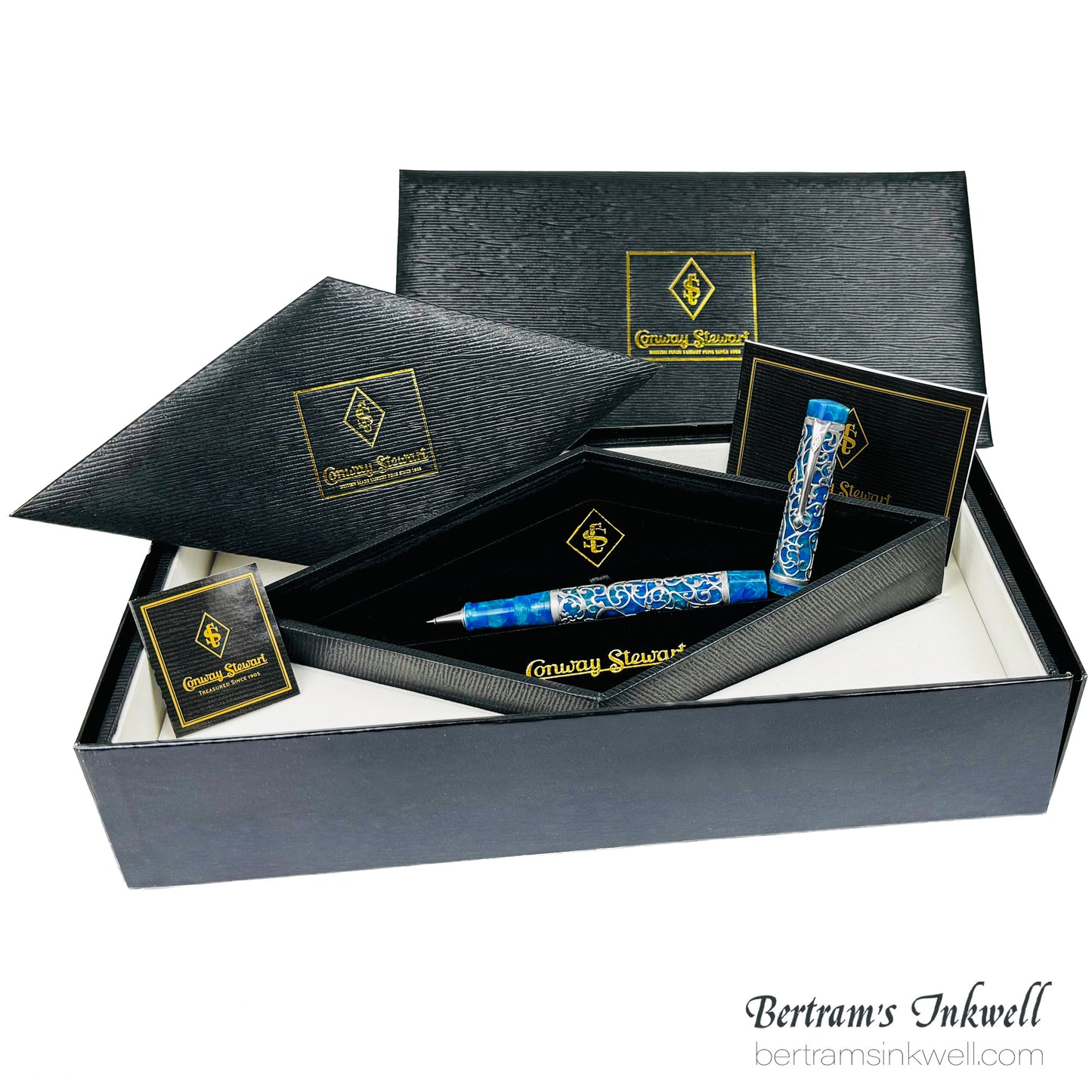 Conway Stewart Sterling Silver Henry Simpole Chatsworth Cerulean Blue Limited Edition Rollerball, 2007