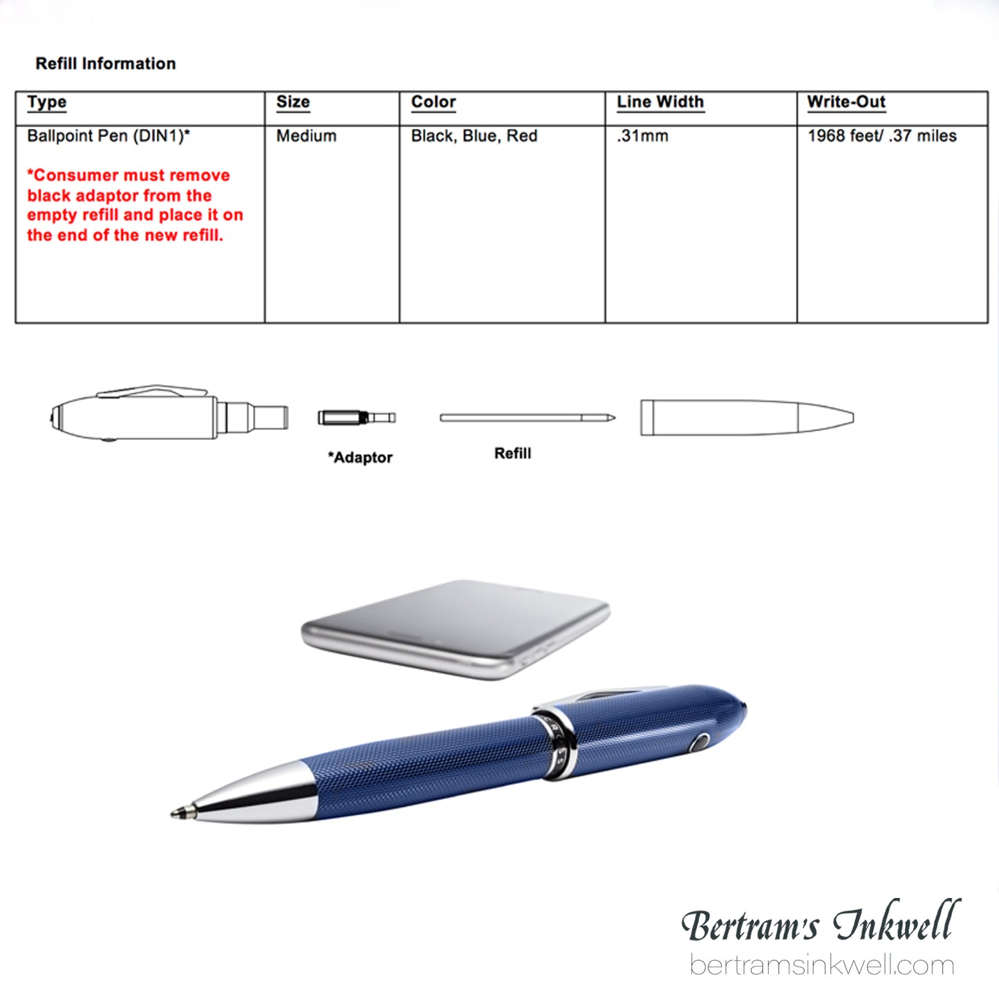 Cross Peerless TRAKR Quartz Blue Ballpoint AT0702-12/TKR With Leather Pen Case 2015
