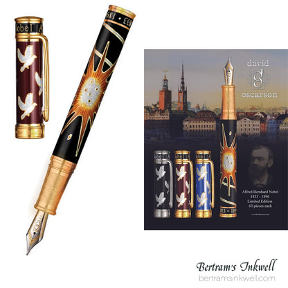 David Oscarson Alfred Bernhard Nobel Red Gold with Black Fountain Pen