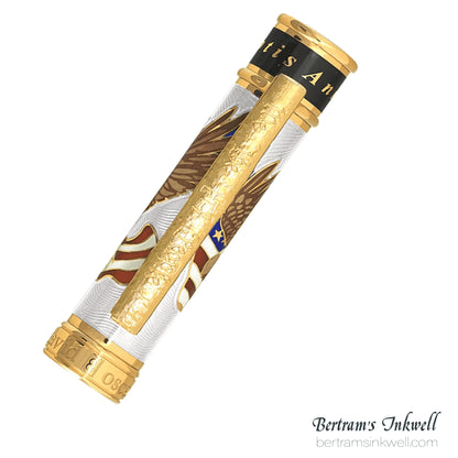 David Oscarson America The Beautiful Alabaster Gold Vermeil Fountain Pen