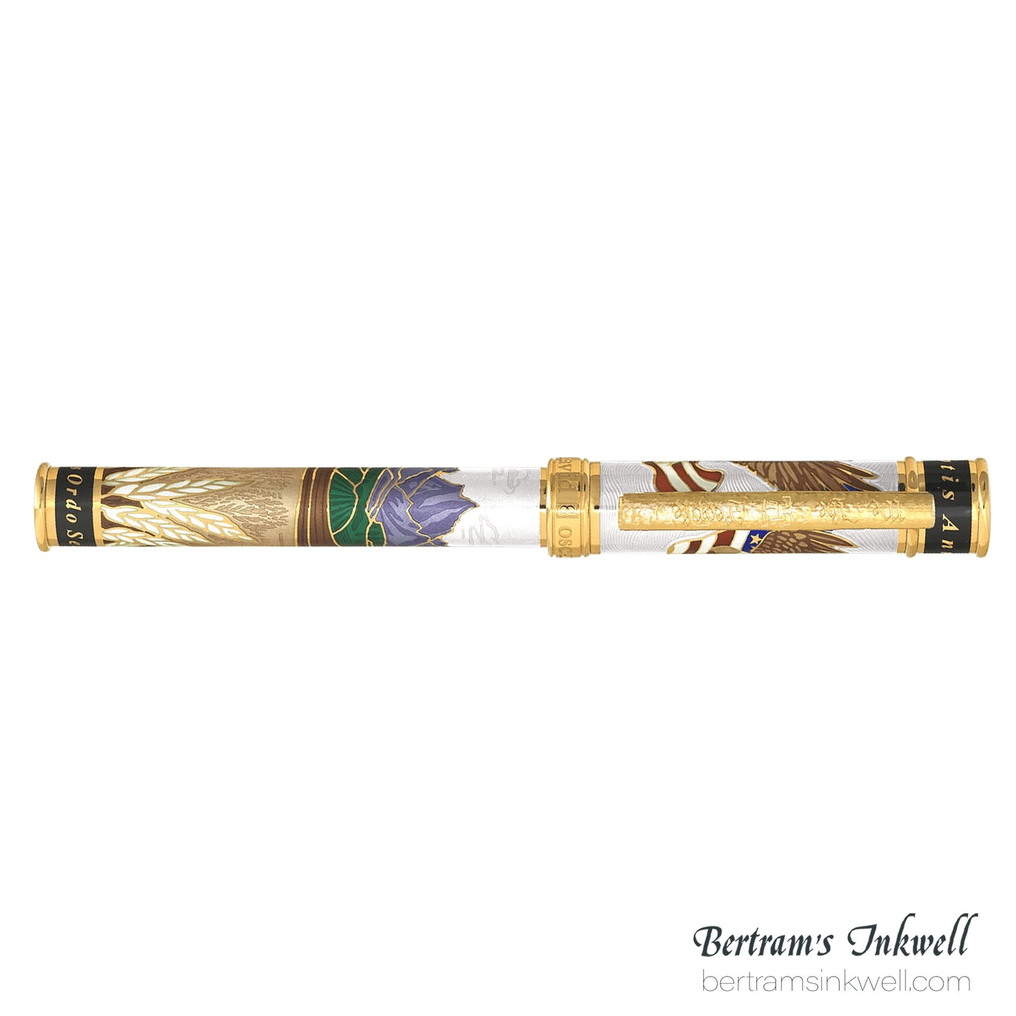 David Oscarson America The Beautiful Alabaster Gold Vermeil Fountain Pen