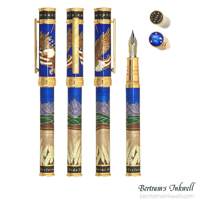 David Oscarson America The Beautiful Sapphire Gold Vermeil Fountain Pen