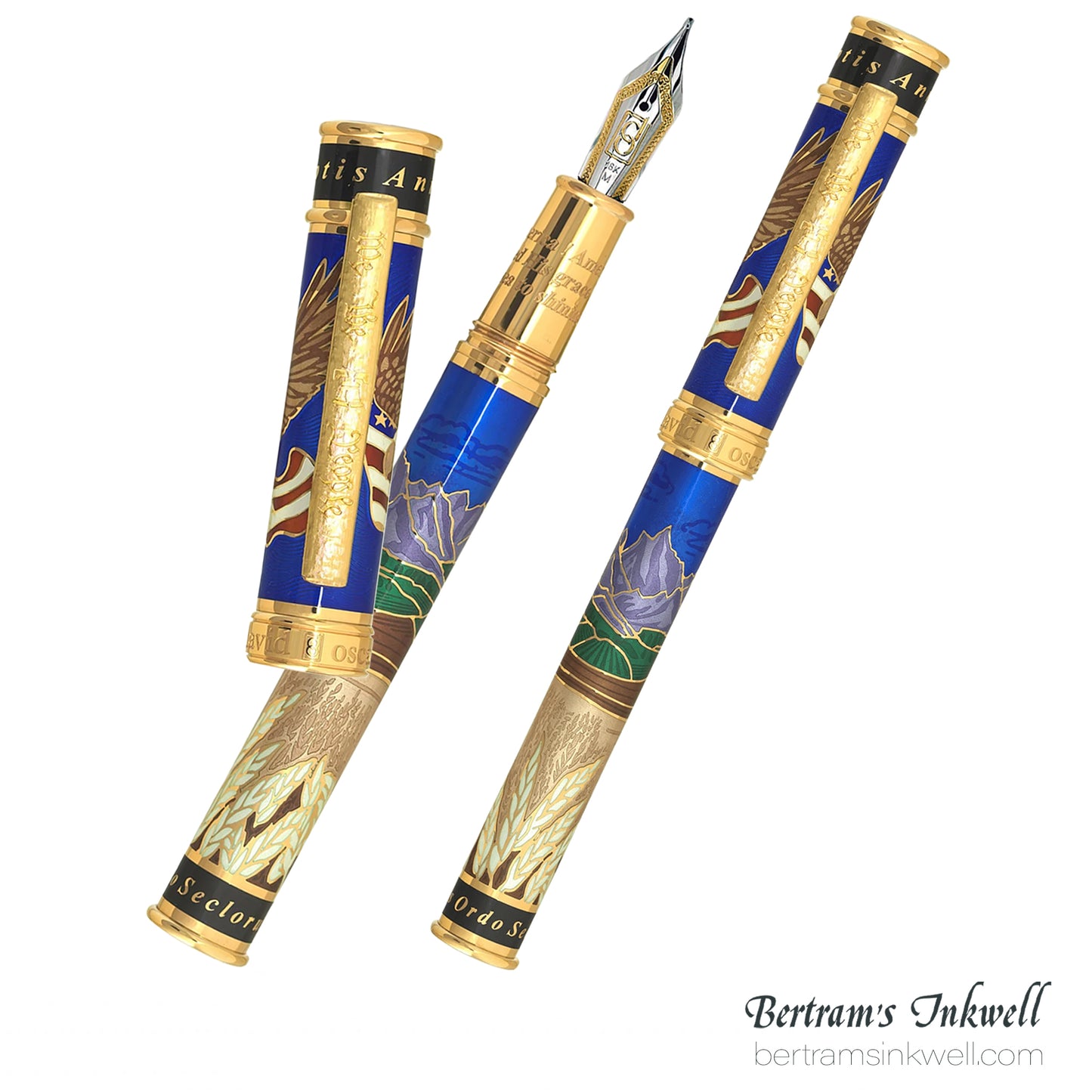 David Oscarson America The Beautiful Sapphire Gold Vermeil Fountain Pen