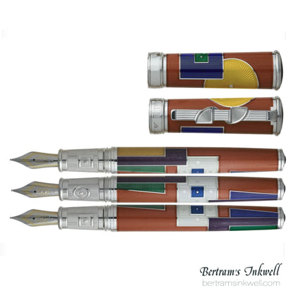 David Oscarson 15th Anniversary American Art Deco Orange Fountain Pen