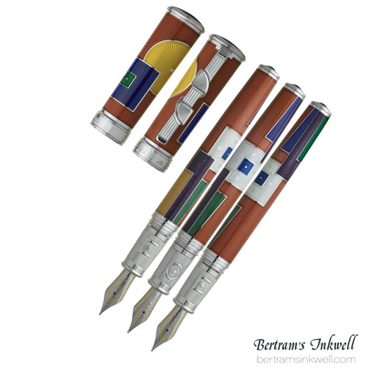 David Oscarson 15th Anniversary American Art Deco Orange Fountain Pen