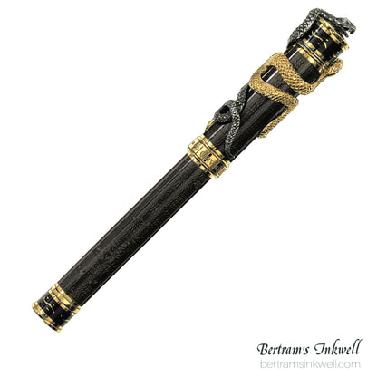 David Oscarson Black Water Snake Translucent Moss Black and Opaque Black with Vermeil Fountain Pen