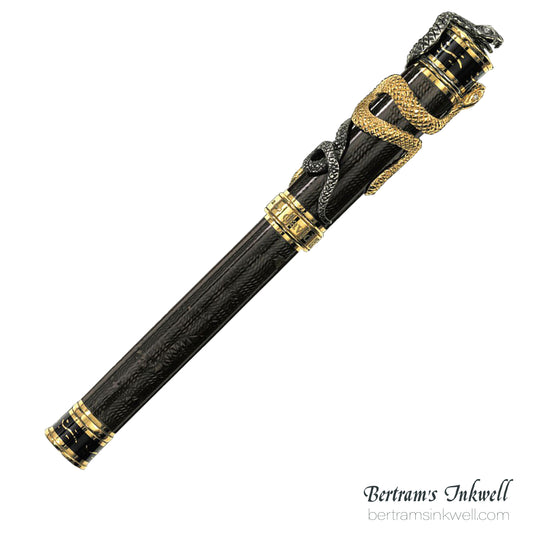 David Oscarson Black Water Snake Translucent Moss Black and Opaque Black with Vermeil Fountain Pen