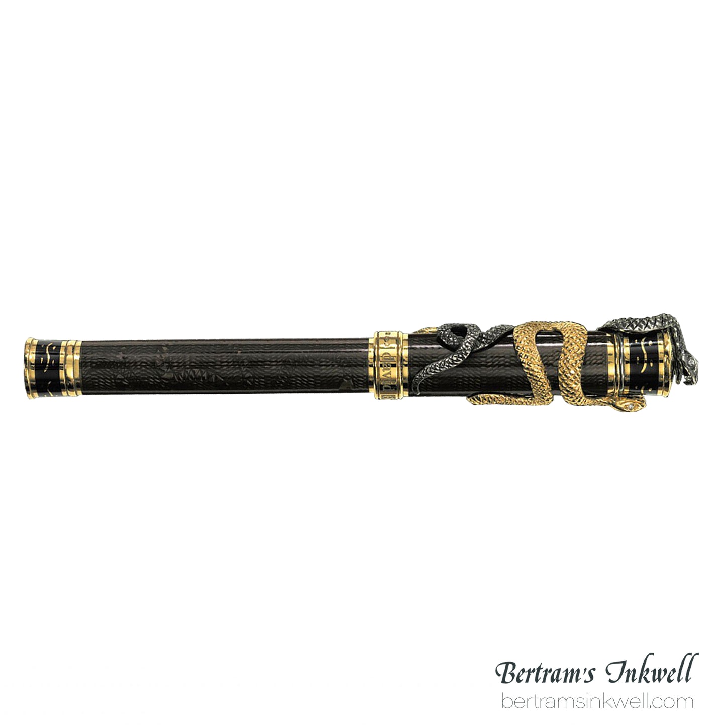 David Oscarson Black Water Snake Translucent Moss Black and Opaque Black with Vermeil Fountain Pen
