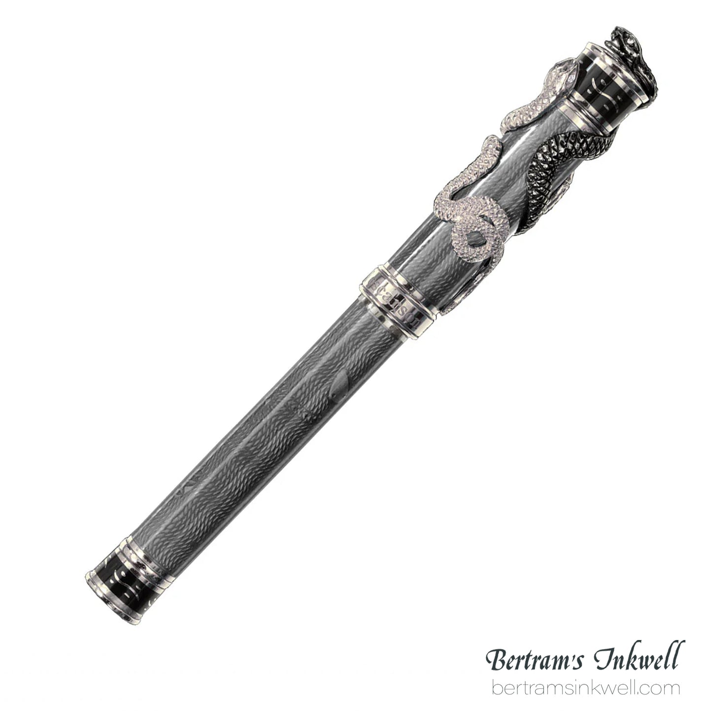 David Oscarson Black Water Snake Translucent Translucent Grey and Opaque Black Fountain Pen