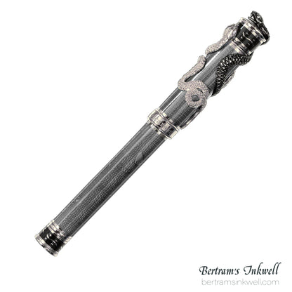 David Oscarson Black Water Snake Translucent Translucent Grey and Opaque Black Fountain Pen