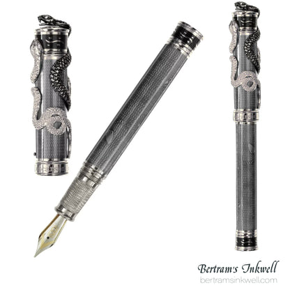 David Oscarson Black Water Snake Translucent Translucent Grey and Opaque Black Fountain Pen