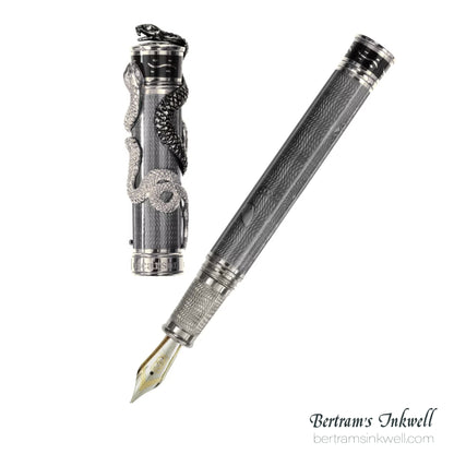 David Oscarson Black Water Snake Translucent Translucent Grey and Opaque Black Fountain Pen