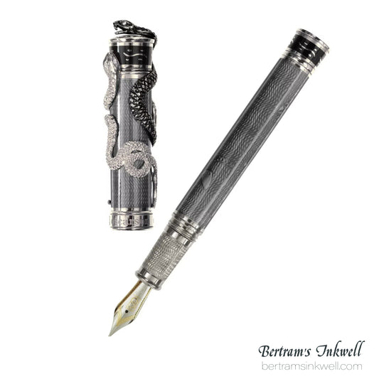 David Oscarson Black Water Snake Translucent Translucent Grey and Opaque Black Fountain Pen