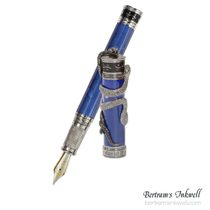 David Oscarson Black Water Snake Translucent Translucent Blue and Opaque Black Fountain Pen