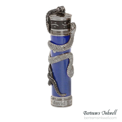 David Oscarson Black Water Snake Translucent Translucent Blue and Opaque Black Fountain Pen