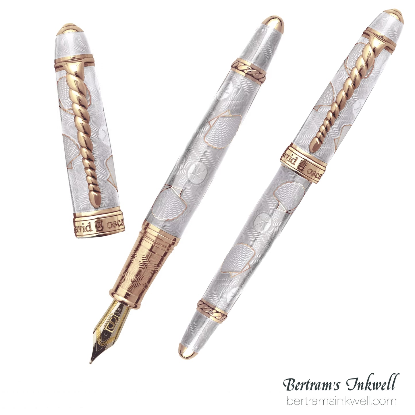 David Oscarson Seaside Ocean White Sand/Rose Gold Vermeil Fountain Pen
