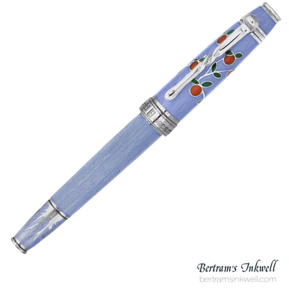 David Oscarson Tree of Life Azure Blue with Orange and Green Fountain Pen