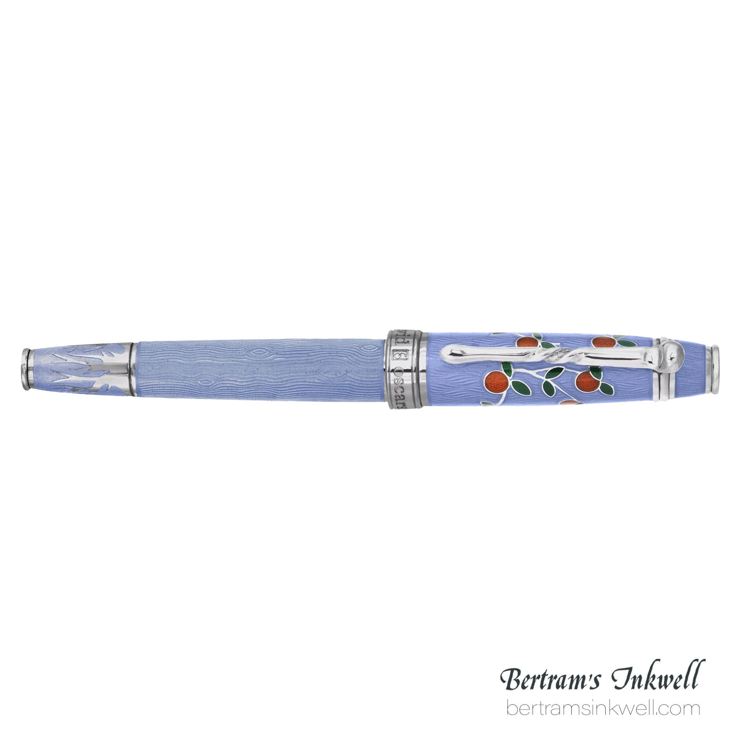 David Oscarson Tree of Life Azure Blue with Orange and Green Fountain Pen