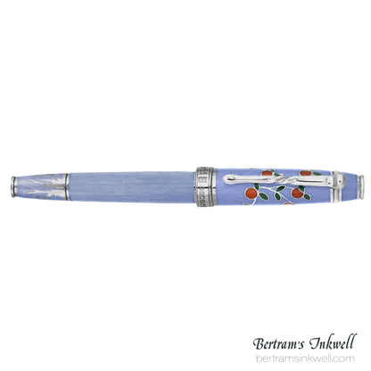 David Oscarson Tree of Life Azure Blue with Orange and Green Fountain Pen