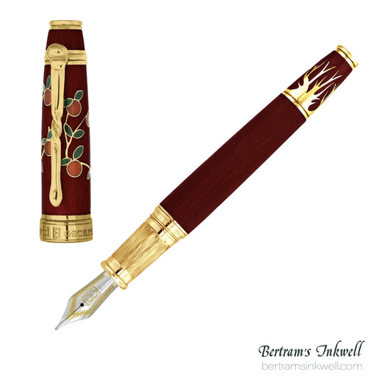 David Oscarson Tree of Life Red with Orange and Green Fountain Pen