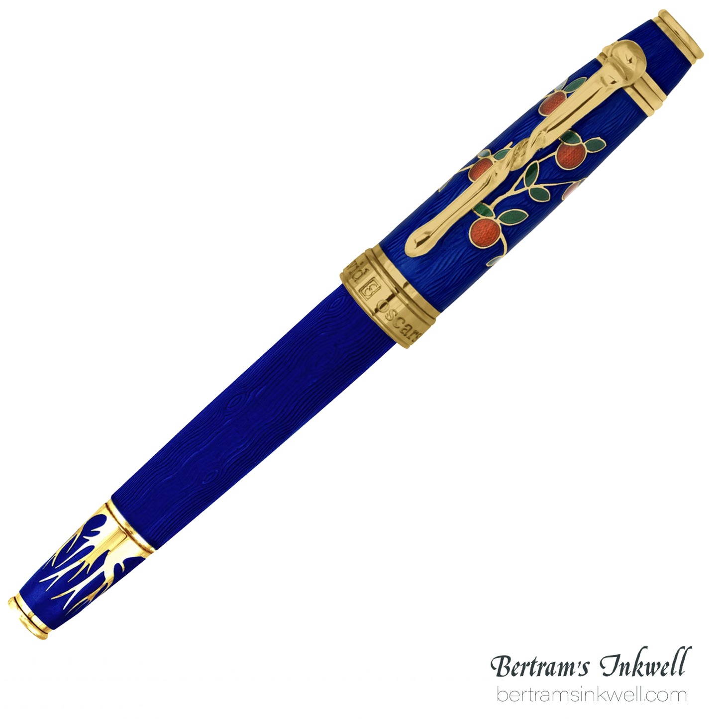 David Oscarson Tree of Life Sapphire Blue with Orange and Green Fountain Pen