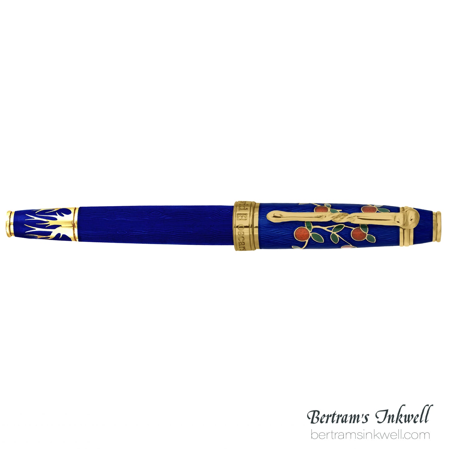 David Oscarson Tree of Life Sapphire Blue with Orange and Green Fountain Pen