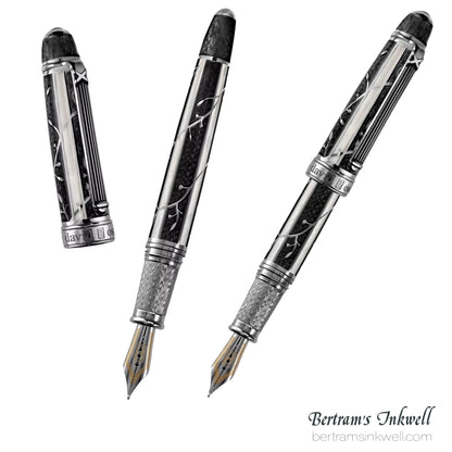 David Oscarson Trellis White & Black/Rhodium Fountain Pen