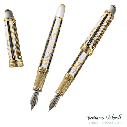 David Oscarson Trellis White & Black/Gold Fountain Pen