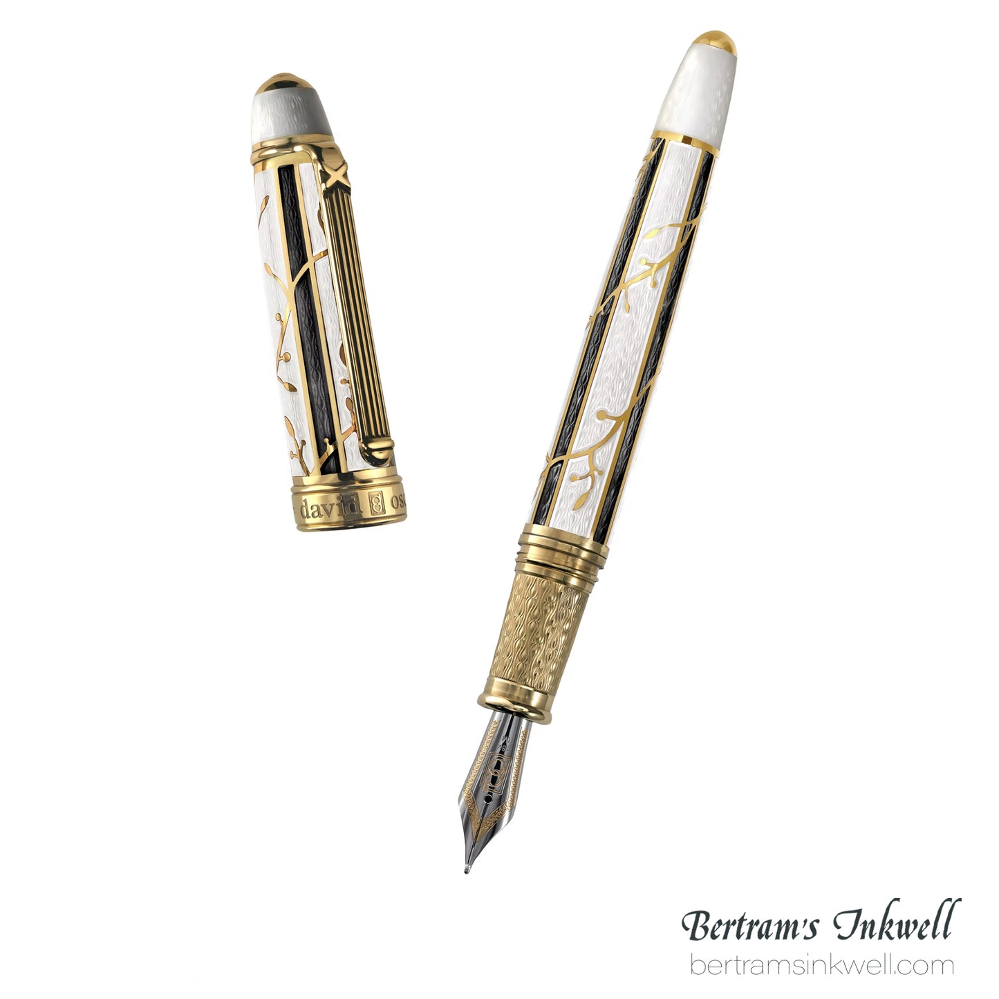 David Oscarson Trellis White & Black/Gold Fountain Pen