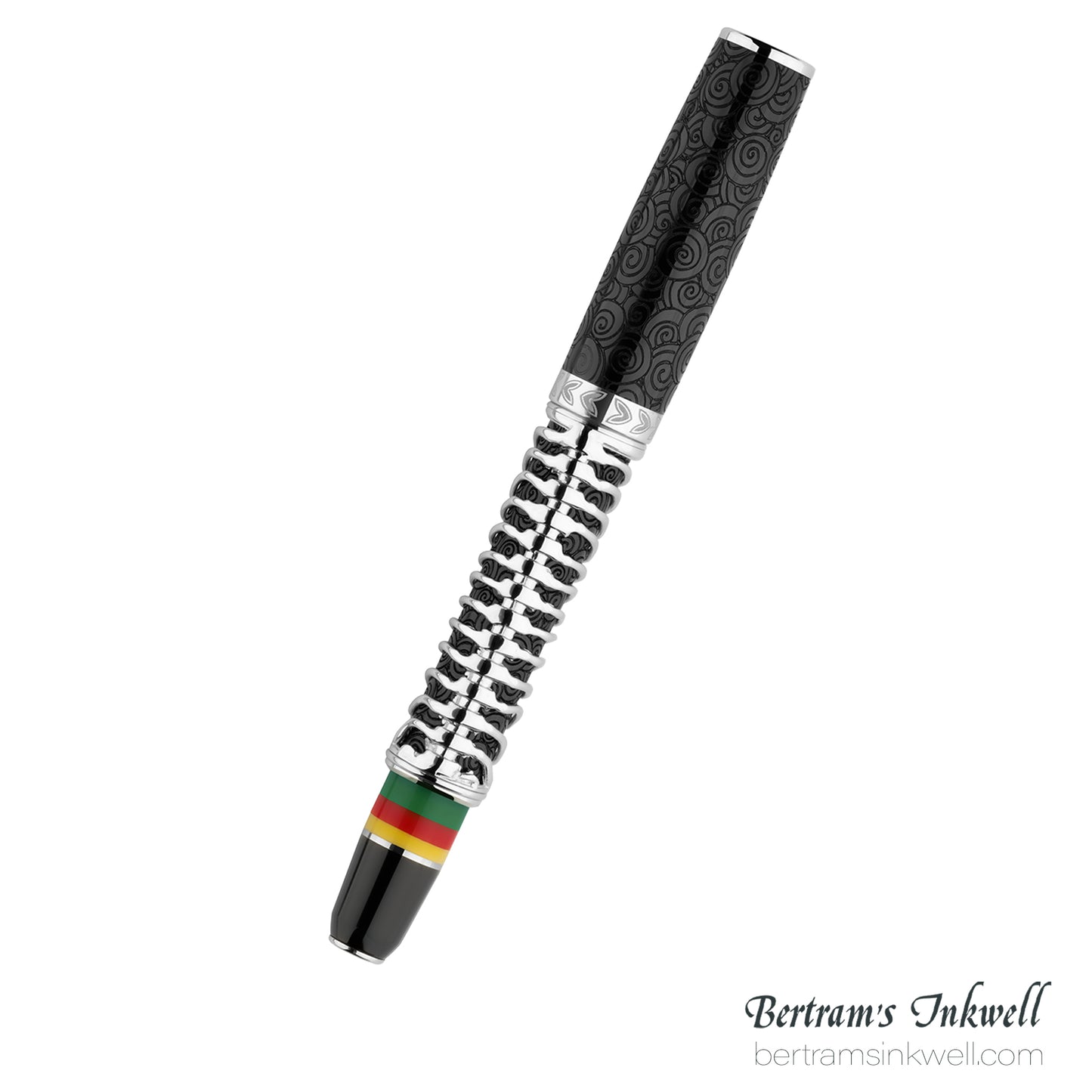 Delta Indigenous People Simbu Dancing Skeletons - Black Resin - Sterling Silver Cage (Limited Edition) Rollerball