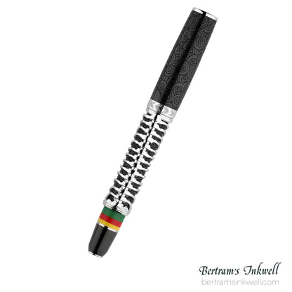 Delta Indigenous People Simbu Dancing Skeletons - Black Resin - Sterling Silver Cage (Limited Edition) Rollerball