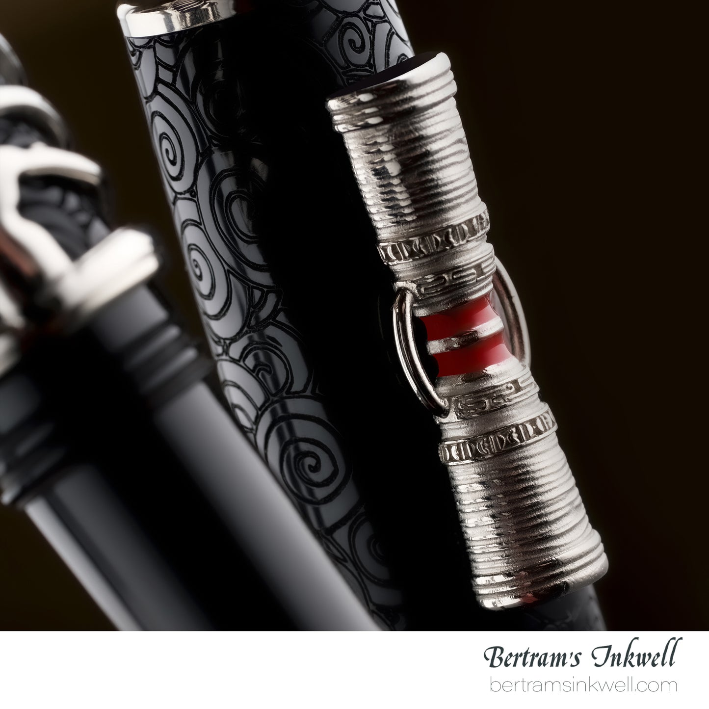 Delta Indigenous People Simbu Dancing Skeletons - Black Resin - Sterling Silver Cage (Limited Edition) Rollerball
