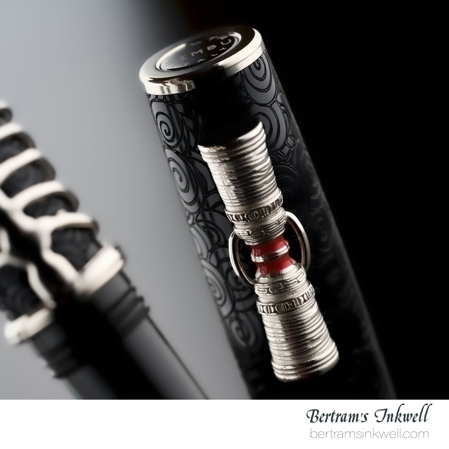 Delta Indigenous People Simbu Dancing Skeletons - Black Resin - Sterling Silver Cage (Limited Edition) Rollerball