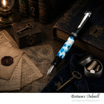 Delta Scrigno 'Secret' Blue And White Marble Fountain Pen