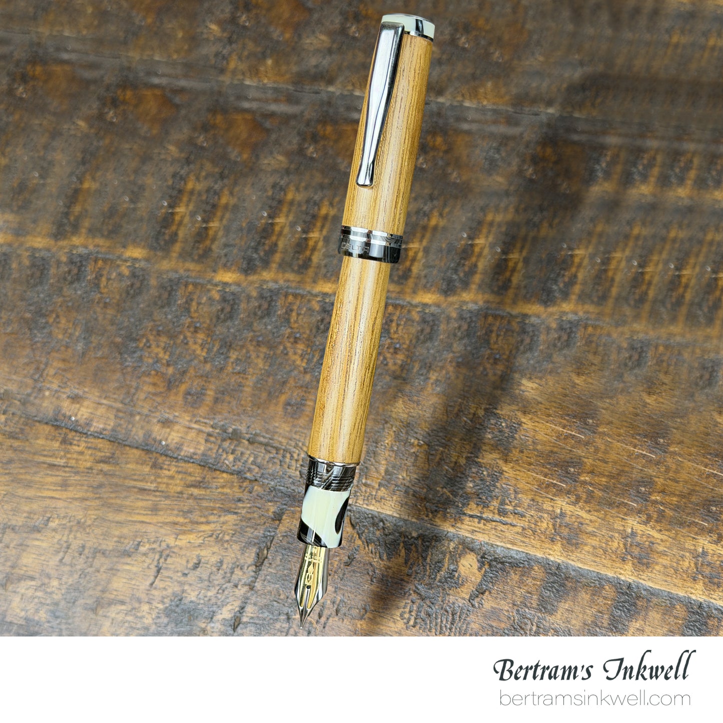 DELTA SeaWood, Light Iroko Wood Fountain Pen, 2013, DS94028 With Leather Pen Case