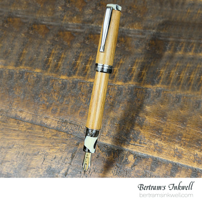DELTA SeaWood, Light Iroko Wood Fountain Pen, 2013, DS94028 With Leather Pen Case